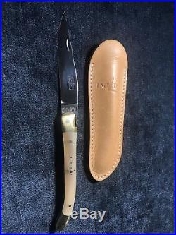 Forge De Laguiole 9cm Pocketknife With Matching Leather Sheath. $160 Retail. T12