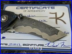 Freeman Knives Guardian Core Damascus Blade Folding Pocket Knife Black Timascus