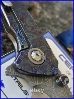 Freeman Knives Guardian Core Damascus Blade Folding Pocket Knife Black Timascus