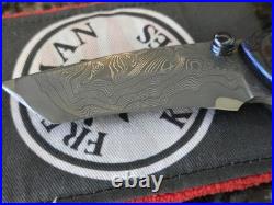 Freeman Knives Guardian Core Damascus Blade Folding Pocket Knife Black Timascus