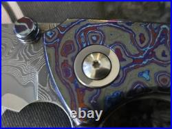 Freeman Knives Guardian Core Damascus Blade Folding Pocket Knife Black Timascus