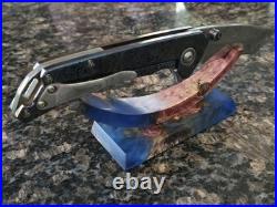 Freeman Knives Guardian Core Damascus Blade Folding Pocket Knife Black Timascus