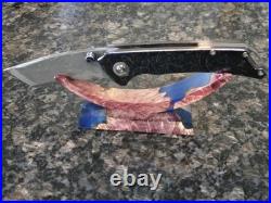 Freeman Knives Guardian Core Damascus Blade Folding Pocket Knife Black Timascus