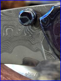 Freeman Knives Guardian Core Damascus Blade Folding Pocket Knife Black Timascus