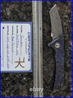 Freeman Knives Guardian Core Damascus Blade Folding Pocket Knife Black Timascus