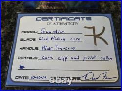 Freeman Knives Guardian Core Damascus Blade Folding Pocket Knife Black Timascus