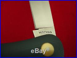Gene Wiseman Custom Back Pocket Trapper Knife Green G-10 Handles