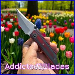 Griffin Bladez Custom Knife Folder Red Black Carbon Fiber Folder Rare Titanium