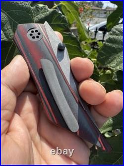 Griffin Bladez Custom Knife Folder Red Black Carbon Fiber Folder Rare Titanium