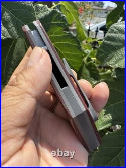 Griffin Bladez Custom Knife Folder Red Black Carbon Fiber Folder Rare Titanium