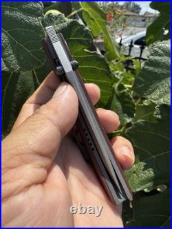 Griffin Bladez Custom Knife Folder Red Black Carbon Fiber Folder Rare Titanium