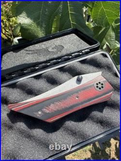 Griffin Bladez Custom Knife Folder Red Black Carbon Fiber Folder Rare Titanium