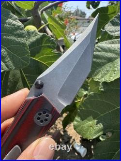Griffin Bladez Custom Knife Folder Red Black Carbon Fiber Folder Rare Titanium