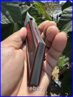 Griffin Bladez Custom Knife Folder Red Black Carbon Fiber Folder Rare Titanium