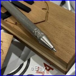 Grimsmo Knives SAGA Pen withRefill Naked Titanium Silver Ring & Button Norseman