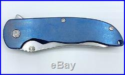 Grimsmo Norseman #636 Blue RWL-34 Titanium Handle Custom Flipper Knife