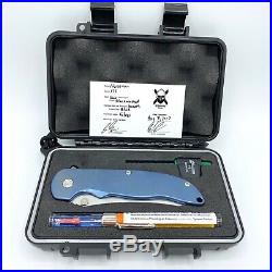 Grimsmo Norseman #636 Blue RWL-34 Titanium Handle Custom Flipper Knife