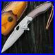Handcrafted Damascus Steel Folding Knife With Rosewood Handle & Leather Sheath