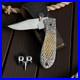 Handmade 440c Steel Hand Engraved folding knife with sheath camping knife