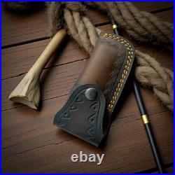 Handmade 440c Steel Hand Engraved folding knife with sheath camping knife