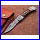 Handmade 7 Inch Damascus Steel Folding Pocket Knife Reddish Brown Hunting