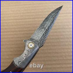 Handmade Collectible Feather Knife Damascus Survival Pocket Knifes Ball Bearing