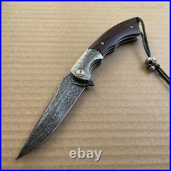 Handmade Collectible Feather Knife Damascus Survival Pocket Knifes Ball Bearing