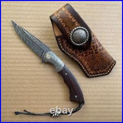 Handmade Collectible Feather Knife Damascus Survival Pocket Knifes Ball Bearing