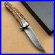 Handmade Collectible Feather Knife Damascus Titanium Pocket Knifes Ball Bearing