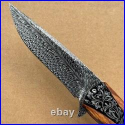 Handmade Collectible Feather Knife Damascus Titanium Pocket Knifes Ball Bearing