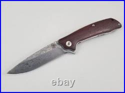 Handmade Damascus Folding pocket knife EDC Liner Lock Rosewood Handle Camping