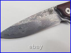 Handmade Damascus Folding pocket knife EDC Liner Lock Rosewood Handle Camping