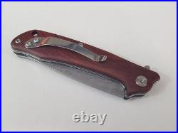 Handmade Damascus Folding pocket knife EDC Liner Lock Rosewood Handle Camping