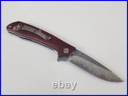 Handmade Damascus Folding pocket knife EDC Liner Lock Rosewood Handle Camping