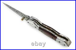 Handmade Damascus Steel Folding Knife for Camping Hunting with linear Lock F-11