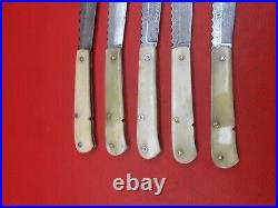 Handmade Damascus Steel Pocket Folding Knife Camel Bone Handle 5 Pcs lot K 381