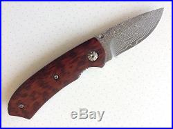 Handmade Extremely Rare Exotic Snakewood Handle True Damascus Folding Knife Gift