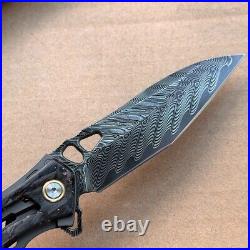 Handmade Japanese VG10 Damascus Folding Pocket Knife Carbon Fiber Clip Survival