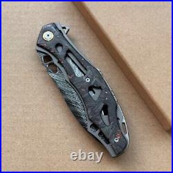 Handmade Japanese VG10 Damascus Folding Pocket Knife Carbon Fiber Clip Survival