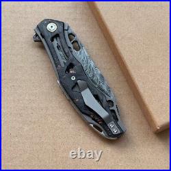 Handmade Japanese VG10 Damascus Folding Pocket Knife Carbon Fiber Clip Survival