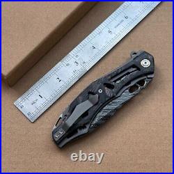 Handmade Japanese VG10 Damascus Folding Pocket Knife Carbon Fiber Clip Survival