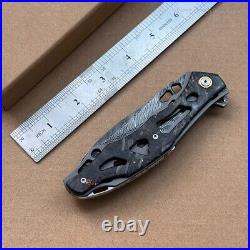 Handmade Japanese VG10 Damascus Folding Pocket Knife Carbon Fiber Clip Survival