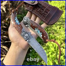 Handmade Japanese VG10 Damascus Pocket Knife Rescue Snakewood Outdoor Survival