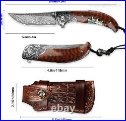 Handmade Japanese VG10 Damascus Pocket Knife Rescue Snakewood Outdoor Survival