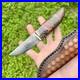 Handmade Knife Blade Steel Damascus Fossil Insert Stabilized Wood Red #274