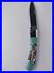 Handmade Navajo Inlaid Folding Knife Turquoise, Coral & Mother of Pearl Handle