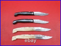 Handmade Pattern Damascus Friction Folder Knife Horn & Bone Handle 4Pcs F244