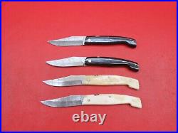 Handmade Pattern Damascus Friction Folder Knife Horn & Bone Handle 4Pcs F244