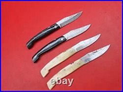 Handmade Pattern Damascus Friction Folder Knife Horn & Bone Handle 4Pcs F244