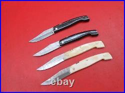 Handmade Pattern Damascus Friction Folder Knife Horn & Bone Handle 4Pcs F244